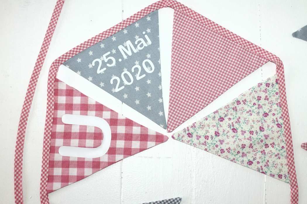 wimpelkette rosa grau mit Namen